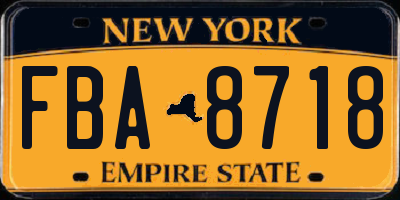 NY license plate FBA8718