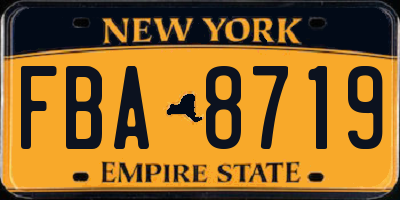 NY license plate FBA8719