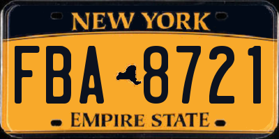 NY license plate FBA8721