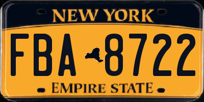 NY license plate FBA8722