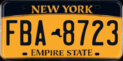 NY license plate FBA8723