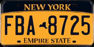 NY license plate FBA8725
