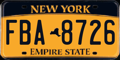 NY license plate FBA8726