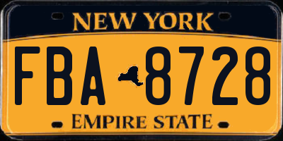 NY license plate FBA8728