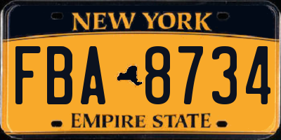 NY license plate FBA8734