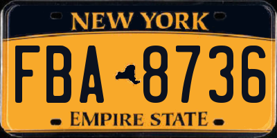 NY license plate FBA8736