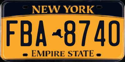 NY license plate FBA8740
