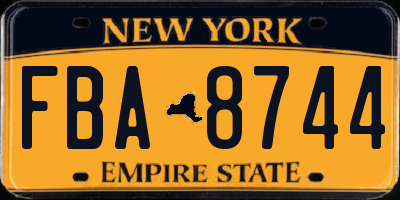 NY license plate FBA8744