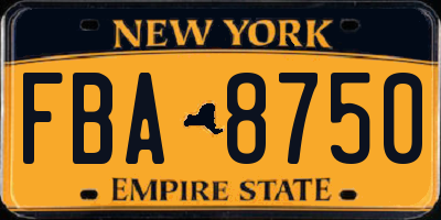 NY license plate FBA8750