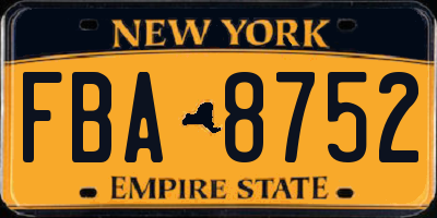 NY license plate FBA8752