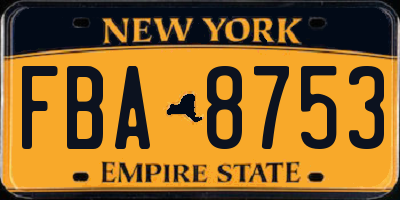 NY license plate FBA8753