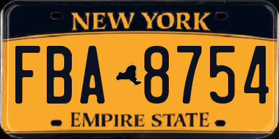 NY license plate FBA8754