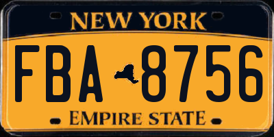 NY license plate FBA8756
