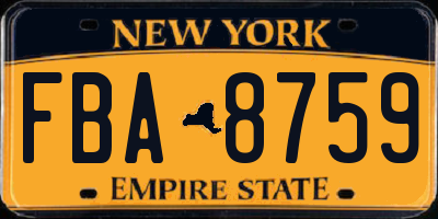 NY license plate FBA8759