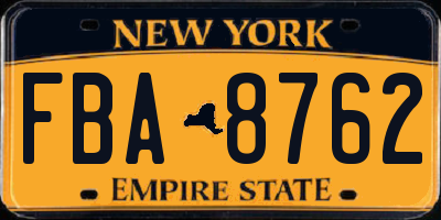 NY license plate FBA8762
