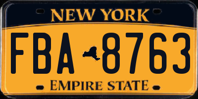NY license plate FBA8763
