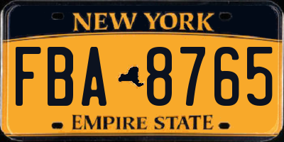 NY license plate FBA8765