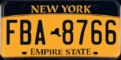 NY license plate FBA8766