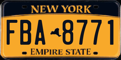 NY license plate FBA8771