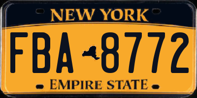 NY license plate FBA8772
