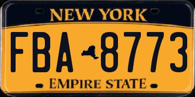NY license plate FBA8773