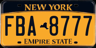 NY license plate FBA8777