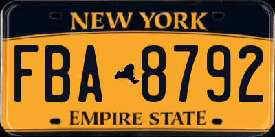 NY license plate FBA8792