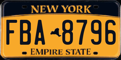 NY license plate FBA8796