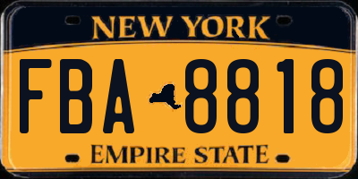 NY license plate FBA8818
