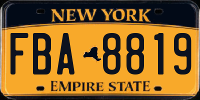 NY license plate FBA8819