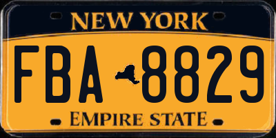 NY license plate FBA8829