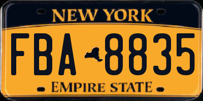 NY license plate FBA8835