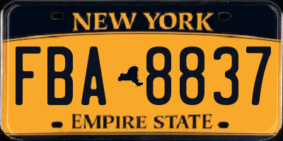 NY license plate FBA8837