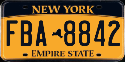 NY license plate FBA8842