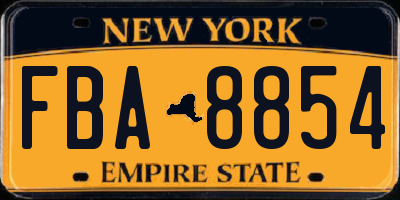 NY license plate FBA8854