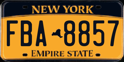 NY license plate FBA8857