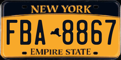 NY license plate FBA8867