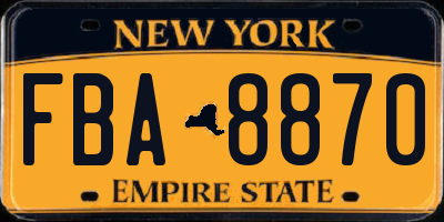 NY license plate FBA8870