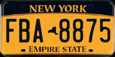 NY license plate FBA8875