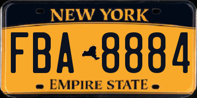 NY license plate FBA8884