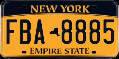 NY license plate FBA8885