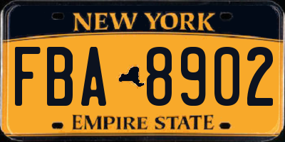 NY license plate FBA8902