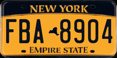 NY license plate FBA8904