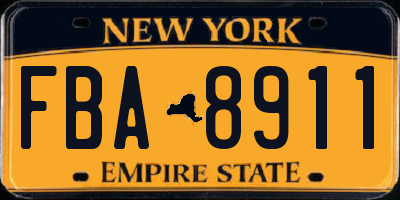 NY license plate FBA8911