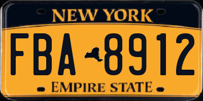 NY license plate FBA8912