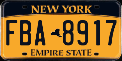 NY license plate FBA8917