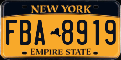 NY license plate FBA8919