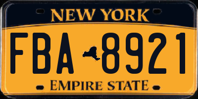NY license plate FBA8921