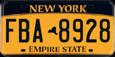 NY license plate FBA8928