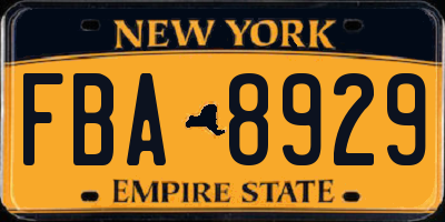 NY license plate FBA8929